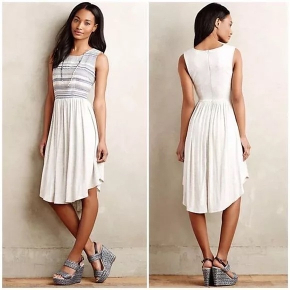 Anthropologie Dolan Left Coast Blue-Gray Embroidered High-Low Dress Size S Boho - Picture 1 of 15